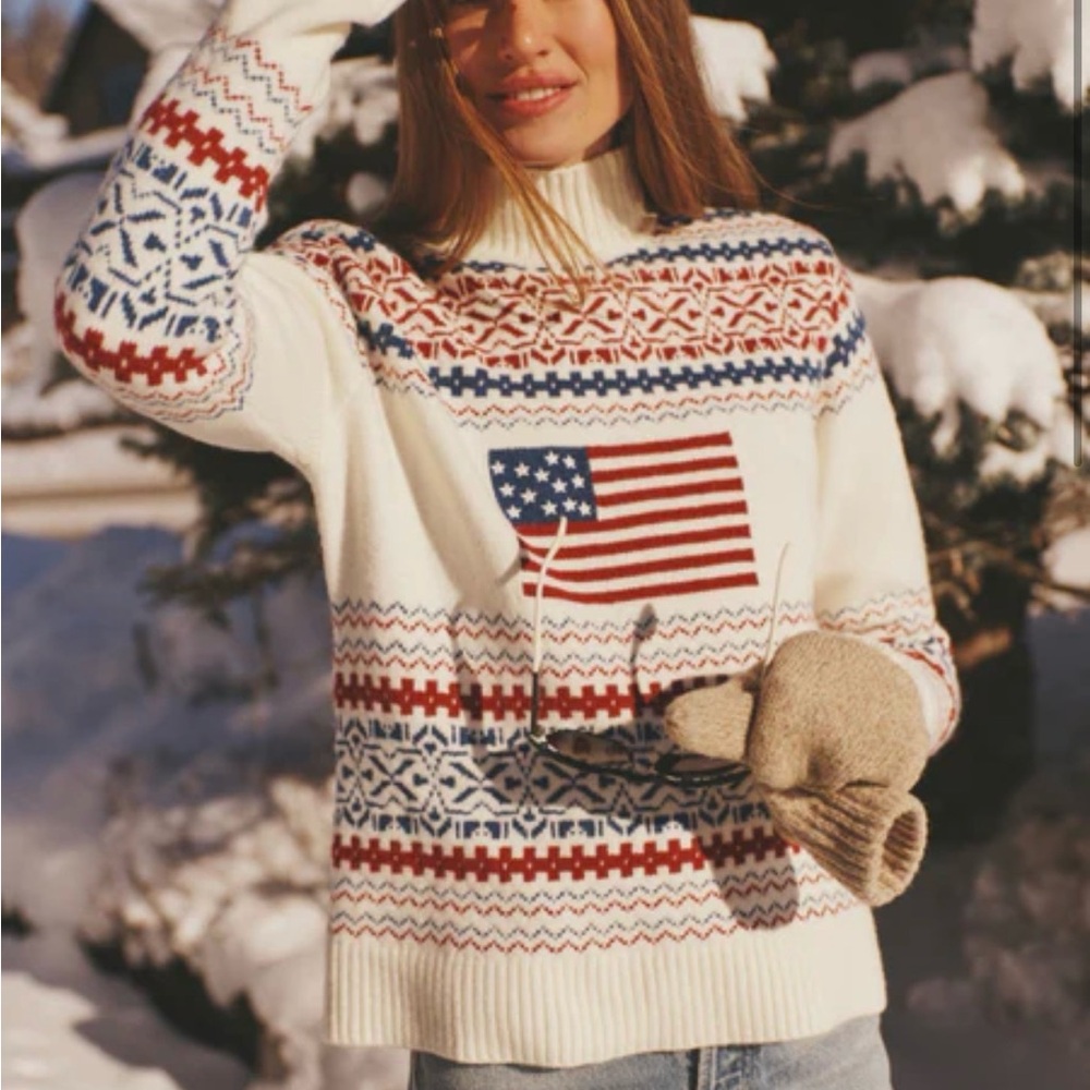 Tuckernuck American Flag Christie Turtleneck Sweater